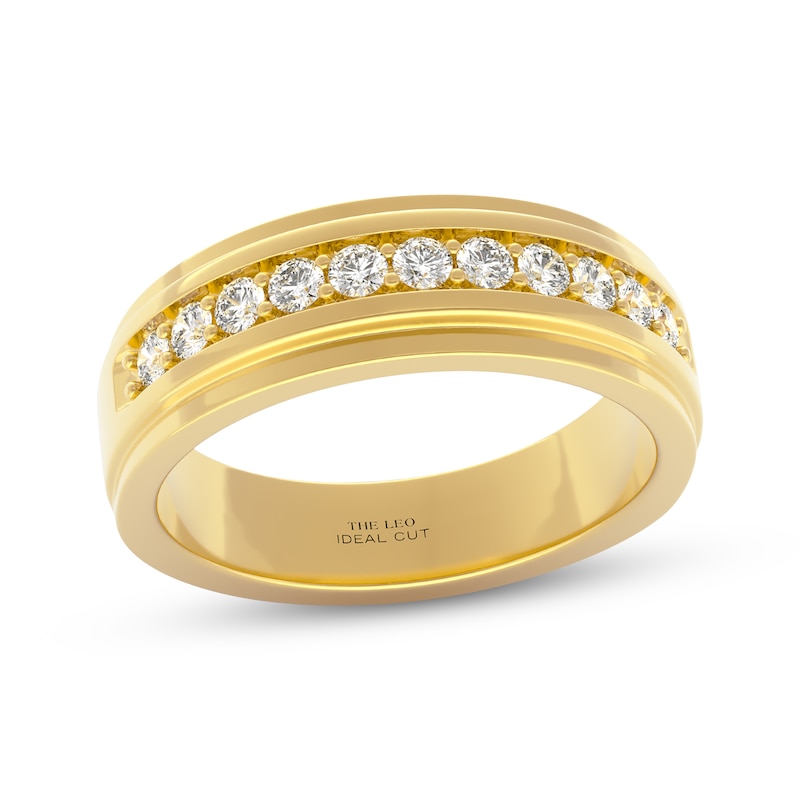 Main Image 1 of Men's THE LEO Ideal Cut Diamond Wedding Band 1/2 ct tw 14K Yellow Gold