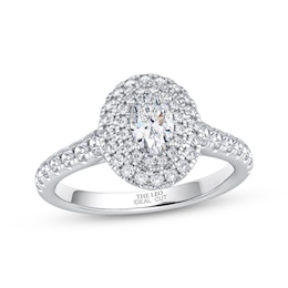 THE LEO Ideal Cut Diamond Oval Halo Engagement Ring 1 ct tw 14K White Gold