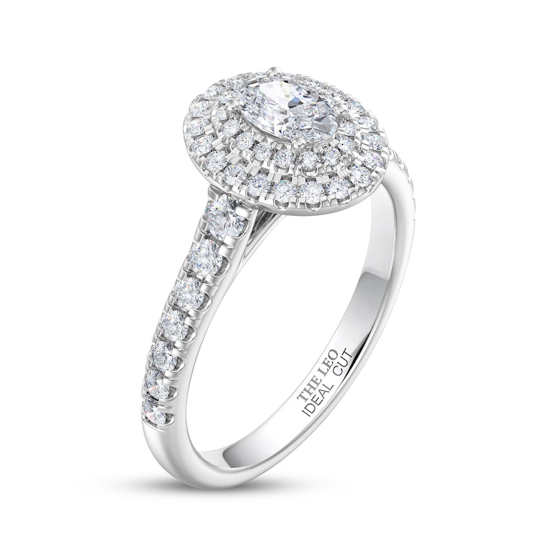 Main Image 2 of THE LEO Ideal Cut Diamond Oval Halo Engagement Ring 1 ct tw 14K White Gold