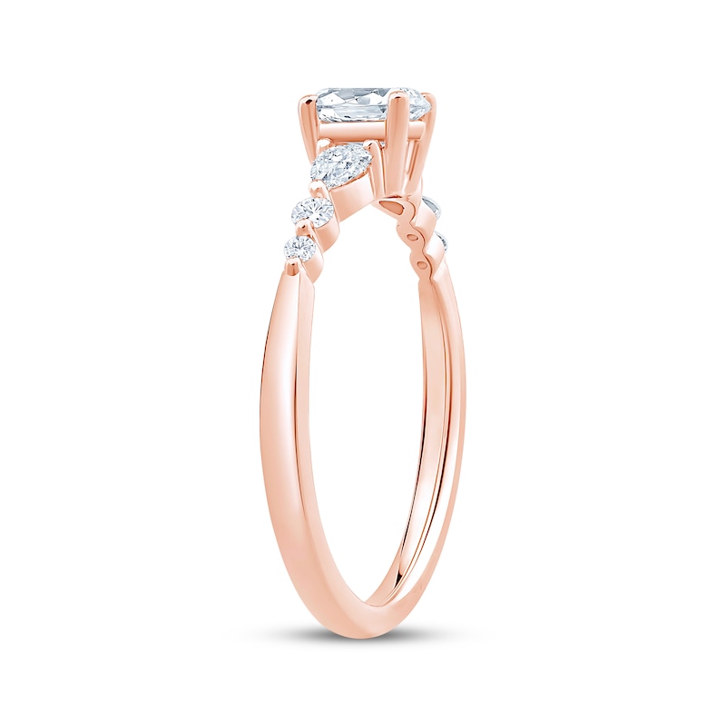 Main Image 2 of Lab-Grown Diamonds by KAY Oval-Cut & Pear-Shaped Three-Stone Engagement Ring 5/8 ct tw 14K Rose Gold