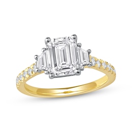 Memories Moments Magic Emerald-Cut & Trapezoid-Cut Lab-Grown Diamond Engagement Ring 2-5/8 ct tw 14K Yellow Gold