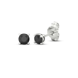 Round-Cut Black Diamond Solitaire Stud Earrings 1/4 ct tw 10K White Gold