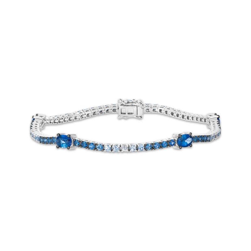 Main Image 1 of Le Vian Vault Denim Ombré Sapphire Station Bracelet 14K Vanilla Gold 7&quot;