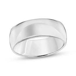 Now + Forever Men's Domed Comfort-Fit Wedding Band 10K White Gold 8mm