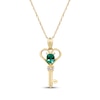 Thumbnail Image 1 of Oval-Cut Emerald & Diamond Accent Key Necklace 10K Yellow Gold 18&quot;