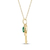 Thumbnail Image 2 of Oval-Cut Emerald & Diamond Accent Key Necklace 10K Yellow Gold 18&quot;