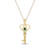 Thumbnail Image 3 of Oval-Cut Emerald & Diamond Accent Key Necklace 10K Yellow Gold 18&quot;