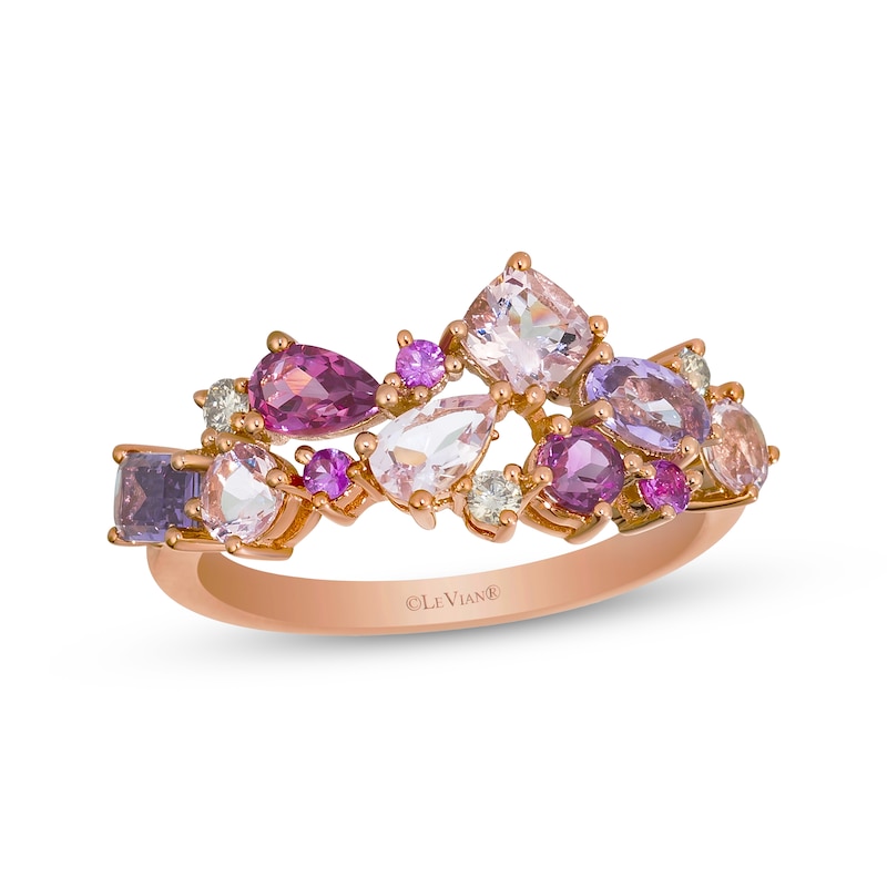 Main Image 1 of Le Vian Pretty in Pink Amethyst, Pink Tourmaline, Morganite & Pink Sapphire Ring 1/15 ct tw Diamonds 14K Strawberry Gold