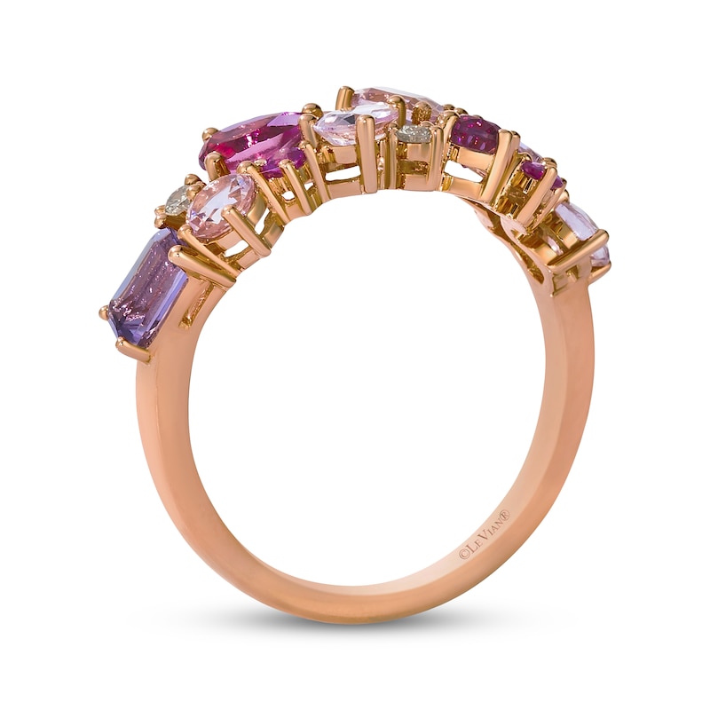 Main Image 2 of Le Vian Pretty in Pink Amethyst, Pink Tourmaline, Morganite & Pink Sapphire Ring 1/15 ct tw Diamonds 14K Strawberry Gold