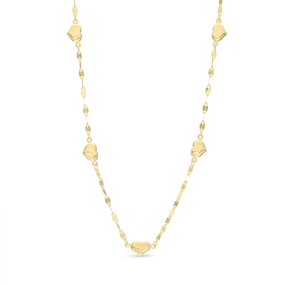 Beaded Chain Necklace 10K Yellow Gold 17