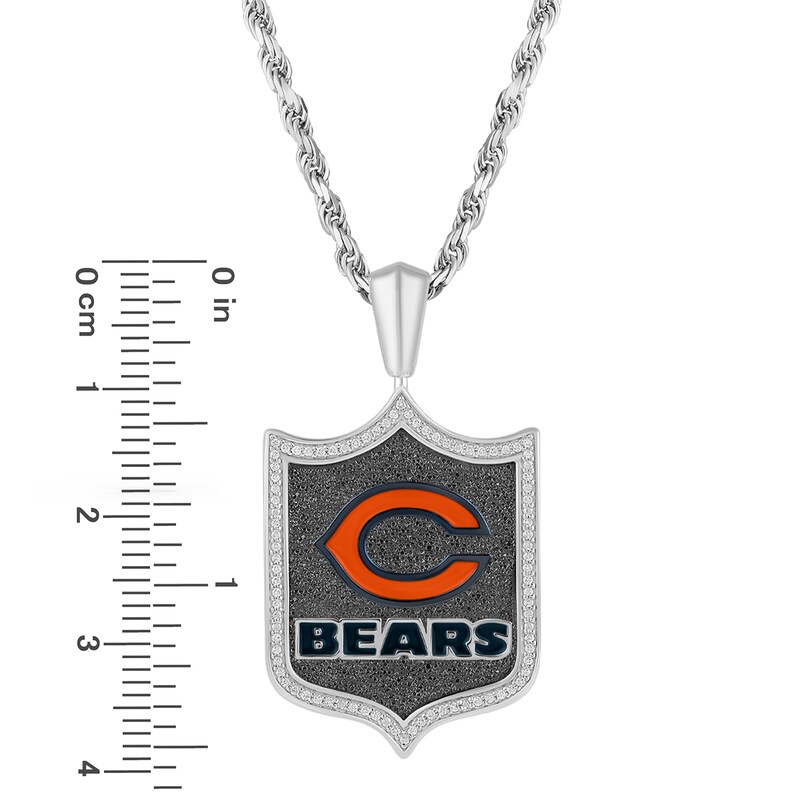 True Fans Chicago Bears 1/5 CT. T.W. Diamond and Enamel Reversible Shield  Necklace in Sterling Silver