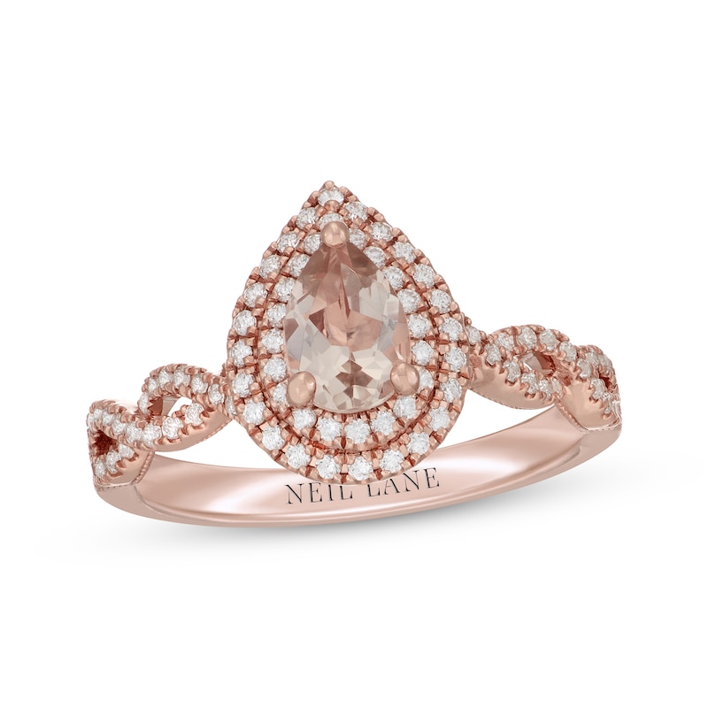 Main Image 1 of Neil Lane Pear-Shaped Morganite & Diamond Engagement Ring 3/8 ct tw 14K Rose Gold