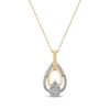 Thumbnail Image 1 of Baguette & Round-Cut Diamond Triple Teardrop Necklace 1/5 ct tw 10K Yellow Gold 18&quot;