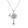 Thumbnail Image 1 of Diamond Palm Tree & Moon Necklace 1/10 ct tw Sterling Silver & 10K Yellow Gold 18&quot;