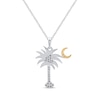 Thumbnail Image 2 of Diamond Palm Tree & Moon Necklace 1/10 ct tw Sterling Silver & 10K Yellow Gold 18&quot;