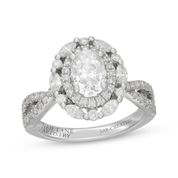 Neil Lane Artistry Oval-Cut Lab-Grown Diamond Double Halo Engagement Ring 2 ct tw 14K White Gold