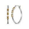 Thumbnail Image 1 of Oval-Cut Citrine & White Lab-Created Sapphire Hoop Earrings Sterling Silver