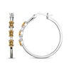 Thumbnail Image 3 of Oval-Cut Citrine & White Lab-Created Sapphire Hoop Earrings Sterling Silver