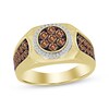 Thumbnail Image 1 of Men's Brown & White Diamond Ring 1 ct tw 10K Yellow Gold