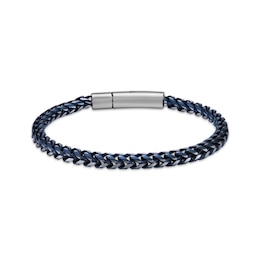 Foxtail Chain Bracelet 7mm Blue Ion-Plated Solid Stainless Steel 8.5&quot;