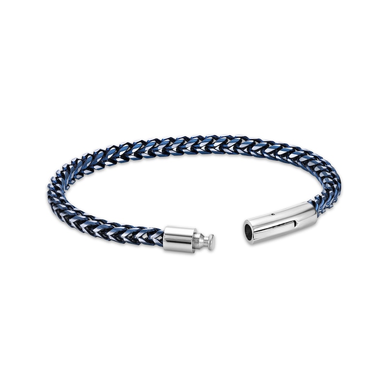 Main Image 2 of Solid Foxtail Chain Bracelet 7mm Blue Ion-Plated Stainless Steel 8.5&quot;