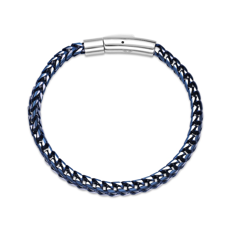 Main Image 3 of Solid Foxtail Chain Bracelet 7mm Blue Ion-Plated Stainless Steel 8.5&quot;