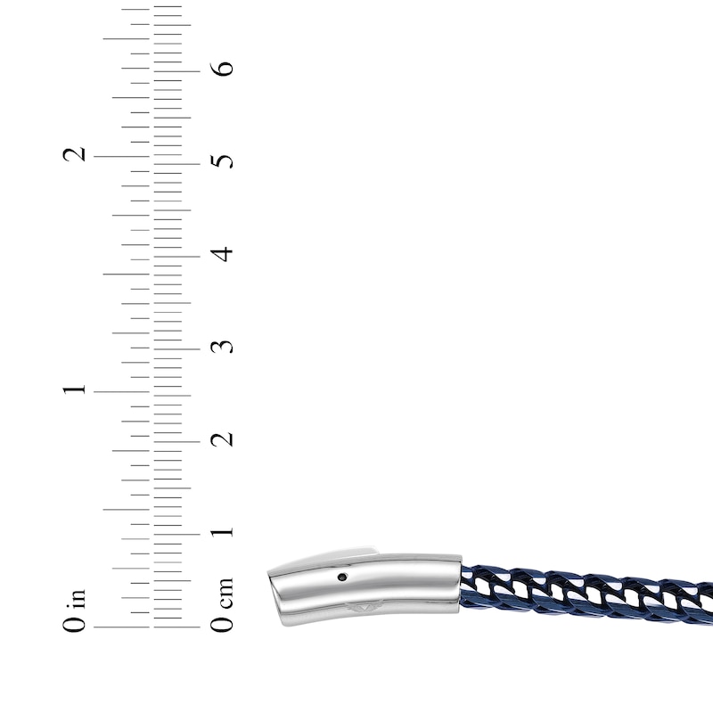 Main Image 7 of Solid Foxtail Chain Bracelet 7mm Blue Ion-Plated Stainless Steel 8.5&quot;