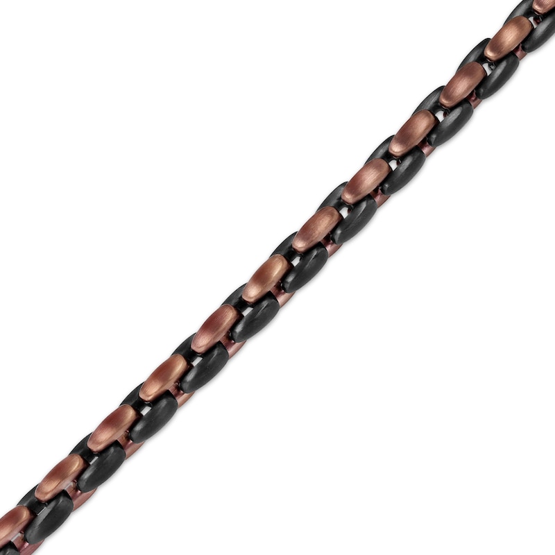 Main Image 2 of Solid Link Necklace 6.4mm Black & Brown Ion-Plated Stainless Steel 24&quot;