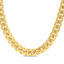 Solid Miami Cuban Curb Chain Necklace 11.55mm 10K Yellow Gold 24&quot;