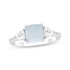 Thumbnail Image 1 of Cushion-Cut Lab-Created Opal & White Lab-Created Sapphire Ring Sterling Silver