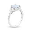 Thumbnail Image 2 of Cushion-Cut Lab-Created Opal & White Lab-Created Sapphire Ring Sterling Silver