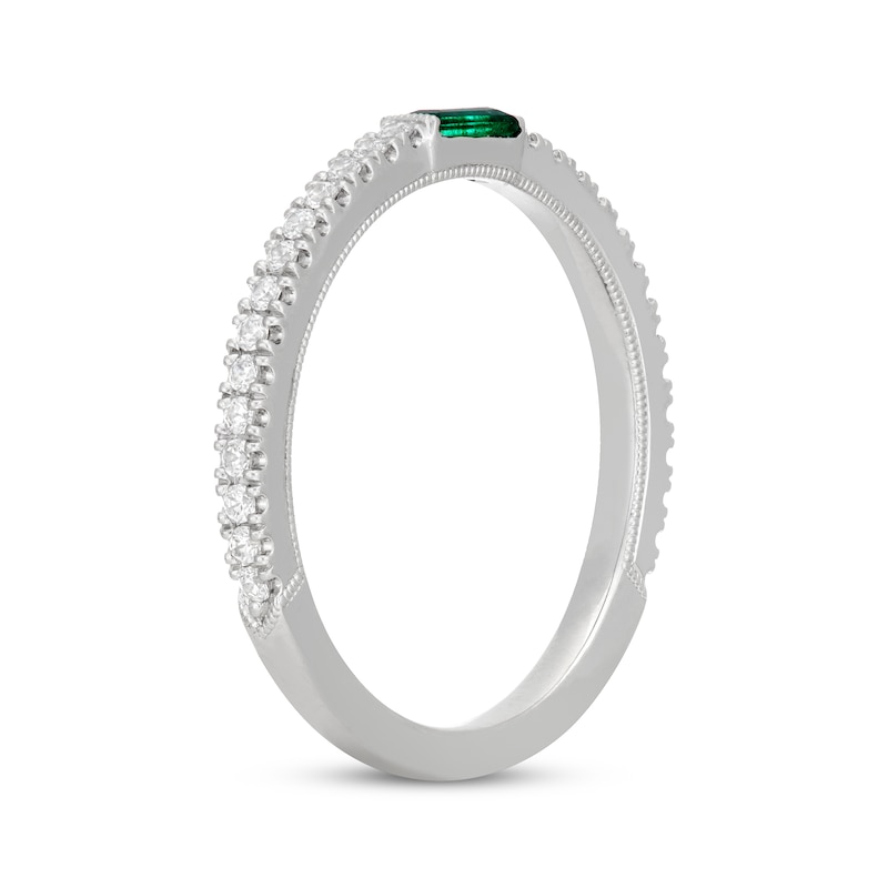 Main Image 2 of Neil Lane Baguette-Cut Natural Emerald & Diamond Anniversary Ring 1/4 ct tw 14K White Gold