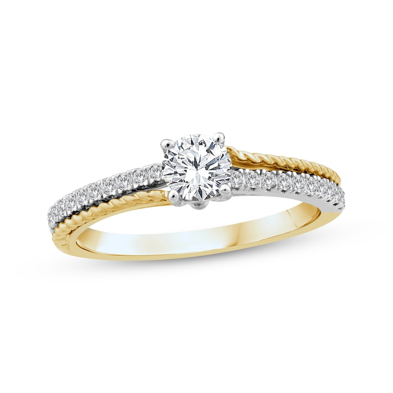 Main Image 1 of Threads of Love Round-Cut Diamond Engagement Ring 5/8 ct tw 14K Two-Tone Gold