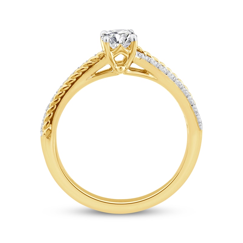 Main Image 3 of Threads of Love Round-Cut Diamond Engagement Ring 5/8 ct tw 14K Two-Tone Gold