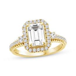Threads of Love Emerald-Cut Lab-Created Diamond Halo Engagement Ring 2-1/2 ct tw 14K Yellow Gold