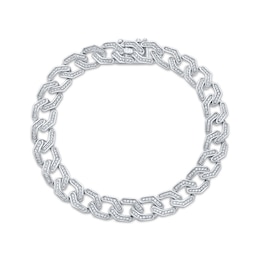 Men's Diamond Geometric Curb Chain Bracelet 2 ct tw Sterling Silver 8.5&quot;