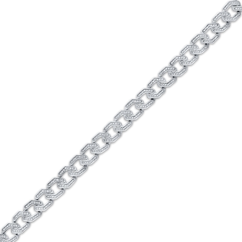 Men's Diamond Geometric Curb Chain Bracelet 2 ct tw Sterling Silver 8.5"