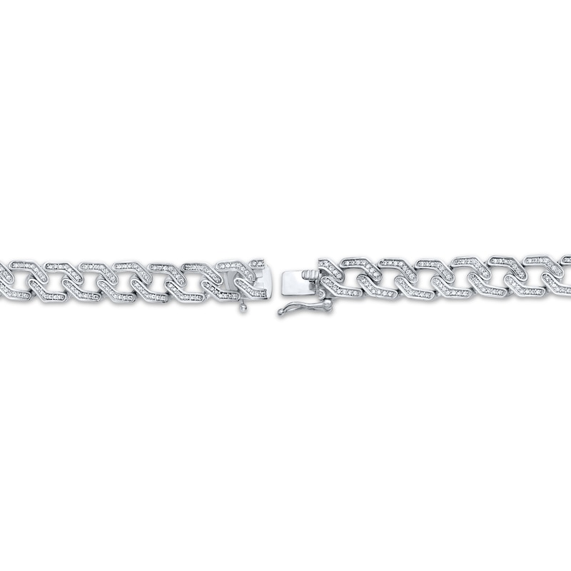 Men's Diamond Geometric Curb Chain Bracelet 2 ct tw Sterling Silver 8.5"