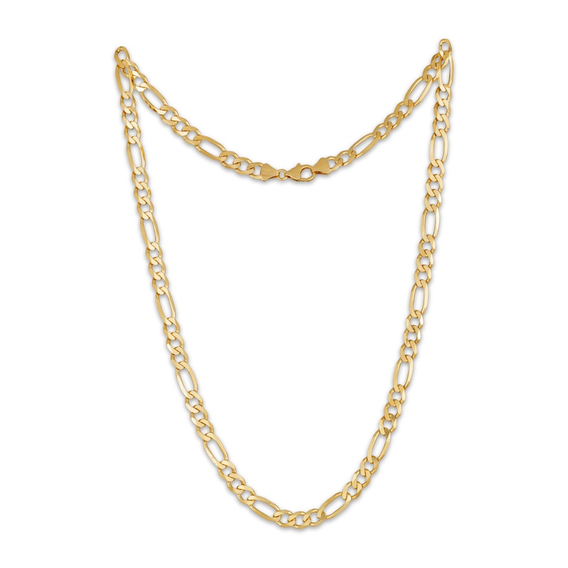 Main Image 2 of Solid Diamond-Cut Figaro Chain Necklace 6.6mm 10K Yellow Gold 22&quot;