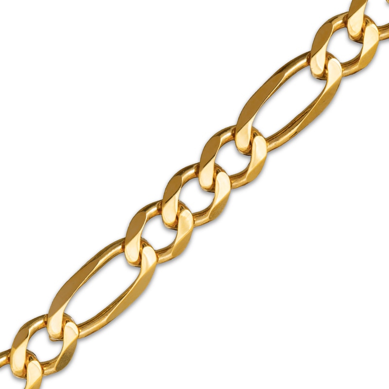 Main Image 3 of Solid Diamond-Cut Figaro Chain Necklace 6.6mm 10K Yellow Gold 22&quot;