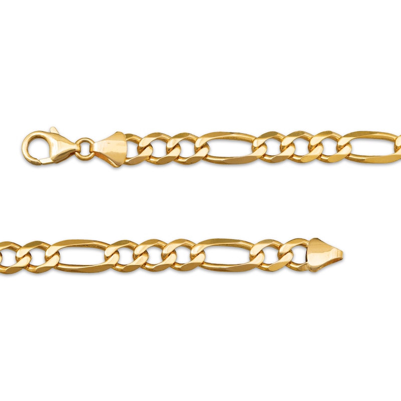 Main Image 4 of Diamond-Cut Figaro Chain Necklace 6.6mm Solid 10K Yellow Gold 22&quot;