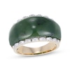 Thumbnail Image 0 of Nephrite Jade & Diamond Scallop Edge Ring 1/6 ct tw 14K Yellow Gold