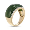 Thumbnail Image 1 of Nephrite Jade & Diamond Scallop Edge Ring 1/6 ct tw 14K Yellow Gold