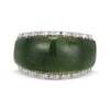 Thumbnail Image 2 of Nephrite Jade & Diamond Scallop Edge Ring 1/6 ct tw 14K Yellow Gold