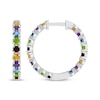 Thumbnail Image 3 of Garnet, Citrine, Amethyst, Peridot & Swiss Blue Topaz Inside-Out Hoop Earrings Sterling Silver