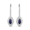 Thumbnail Image 2 of Marquise-Cut Blue Lab-Created Sapphire & White Lab-Created Sapphire Double Halo Drop Earrings Sterling Silver