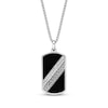 Thumbnail Image 1 of Men's Black Onyx & Diamond Dog Tag Necklace 1/4 ct tw Sterling Silver 24&quot;