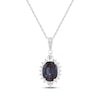 Thumbnail Image 1 of Oval-Cut Lab-Created Alexandrite & White Lab-Created Sapphire Necklace Sterling Silver 18&quot;