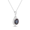 Thumbnail Image 2 of Oval-Cut Lab-Created Alexandrite & White Lab-Created Sapphire Necklace Sterling Silver 18&quot;