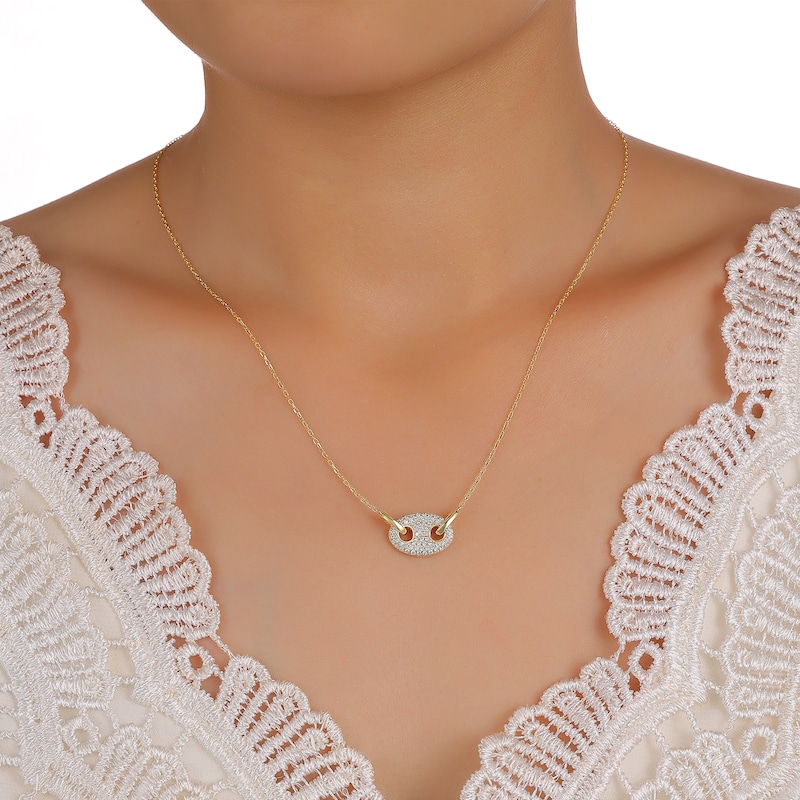 Main Image 5 of STUDIO BY KAY Diamond Mariner Link Pendant Necklace 3/8 ct tw 10K Yellow Gold 18&quot;